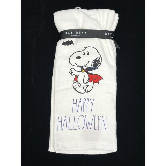 Rae Dunn Other - Rae Dunn Snoopy Peanuts White Kitchen Towel Happy Halloween Vampire 2pc